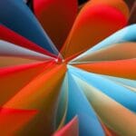 Kolorowy abstrakcyjny wzór z papierowych figur origami w układzie kalejdoskopu